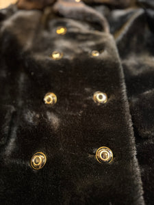 Black Multi Vintage Double Breasted Faux Fur Coat