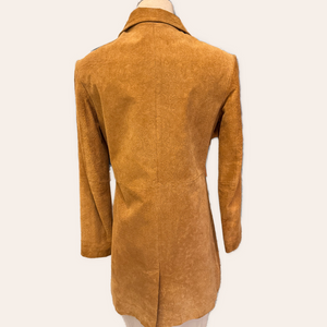 Vintage Tan Wilsons Leather Maxima Mid Length Embossed Suede Coat