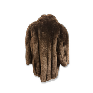 Dark Brown Vintage Made in the USA Faux Fur Coat