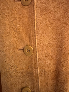 Vintage Tan Wilsons Leather Maxima Mid Length Embossed Suede Coat