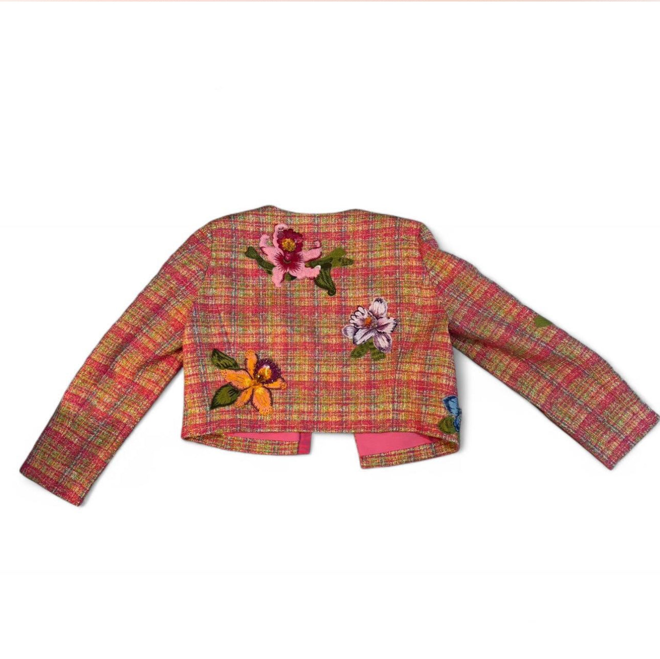 Embroidered Floral Check Jacket |Carolina Herrera