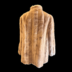 Vintage Light Brown Button up Faux Fur Coat