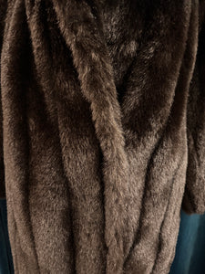 Dark Brown Vintage Made in the USA Faux Fur Coat