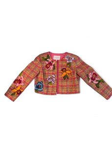Embroidered Floral Check Jacket |Carolina Herrera