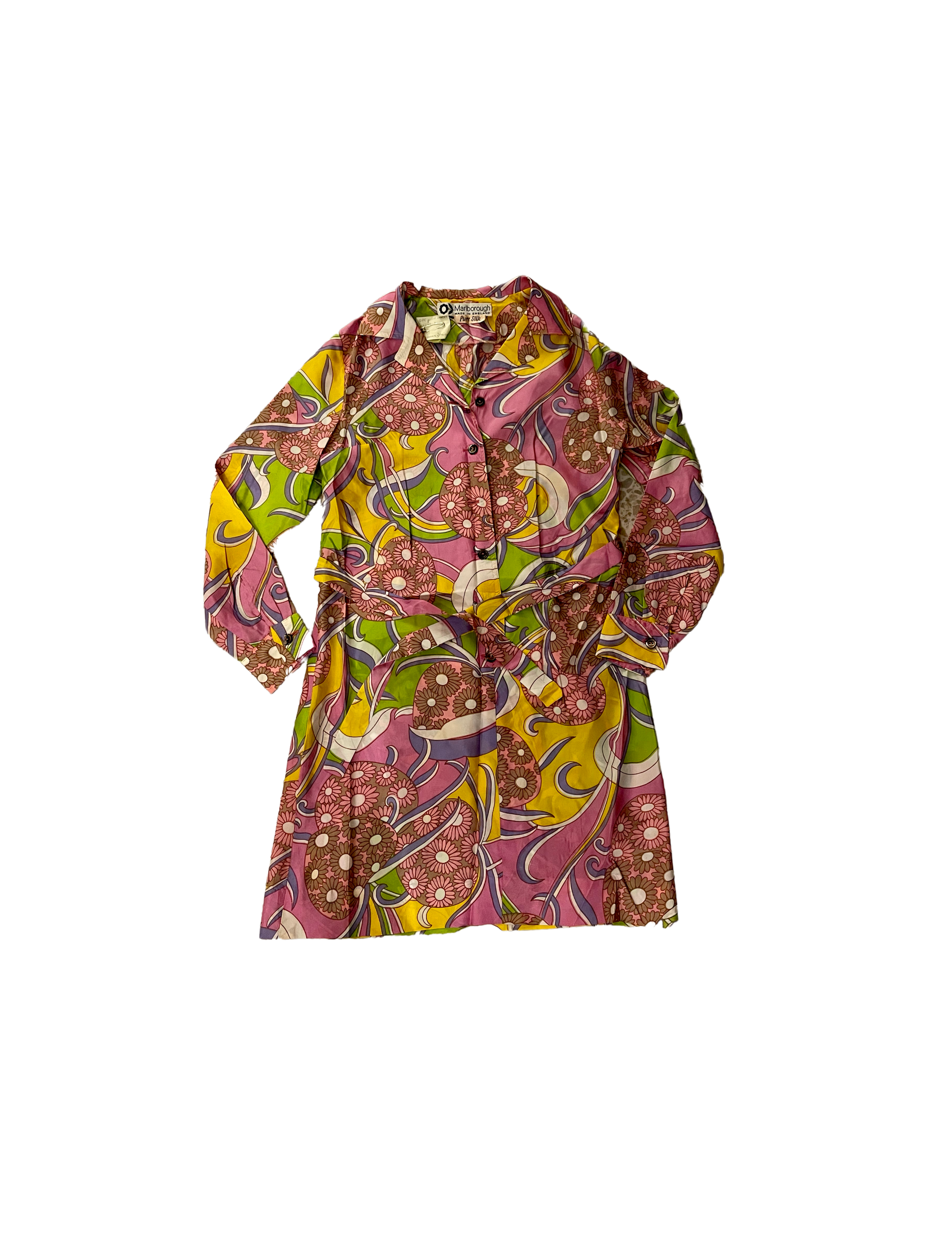Vintage 1966 long Sleeve abstract floral Dress